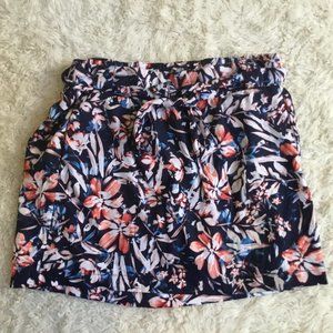 SAINT JOHN'S BAY Tennis Flora Printed Short Skirt Elastic Waist Tie Pockets  M